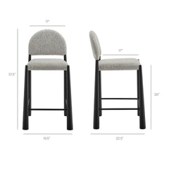 Hayley Black/Camel Upholstered Fabric Counter Stools (Set of 2) - Ornate Home