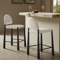Hayley Black/Cream Upholstered Fabric Counter Stools (Set of 2) - Ornate Home