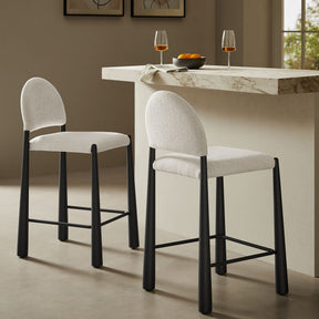 Hayley Black/Cream Upholstered Fabric Counter Stools (Set of 2) - Ornate Home
