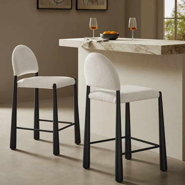 Hayley Black/Cream Upholstered Fabric Counter Stools (Set of 2) - Ornate Home