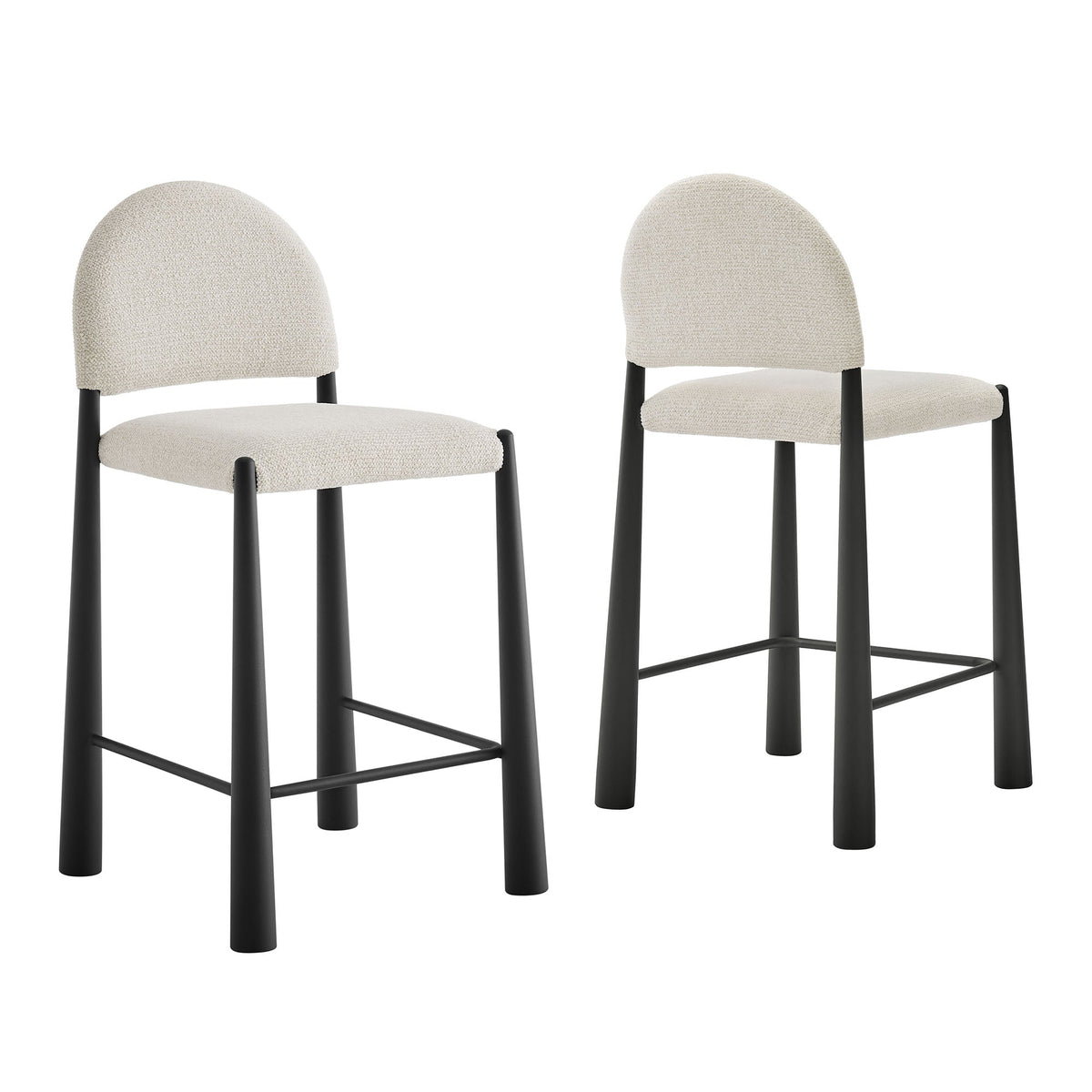 Hayley Black/Cream Upholstered Fabric Counter Stools (Set of 2) - Ornate Home