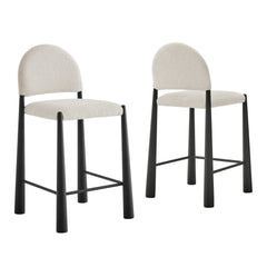 Hayley Black/Cream Upholstered Fabric Counter Stools (Set of 2) - Ornate Home
