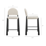Hayley Black/Cream Upholstered Fabric Counter Stools (Set of 2) - Ornate Home