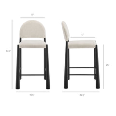 Hayley Black/Cream Upholstered Fabric Counter Stools (Set of 2) - Ornate Home