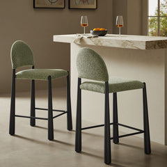 Hayley Black/Leaf Upholstered Fabric Counter Stools (Set of 2) - Ornate Home