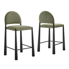Hayley Black/Leaf Upholstered Fabric Counter Stools (Set of 2) - Ornate Home