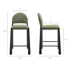 Hayley Black/Leaf Upholstered Fabric Counter Stools (Set of 2) - Ornate Home