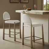 Hayley Brass/Cream Upholstered Fabric Counter Stools (Set of 2) - Ornate Home