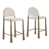 Hayley Brass/Cream Upholstered Fabric Counter Stools (Set of 2) - Ornate Home
