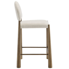 Hayley Brass/Cream Upholstered Fabric Counter Stools (Set of 2) - Ornate Home