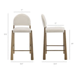 Hayley Brass/Cream Upholstered Fabric Counter Stools (Set of 2) - Ornate Home