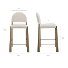 Hayley Brass/Cream Upholstered Fabric Counter Stools (Set of 2) - Ornate Home