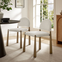 Hayley Brass/Cream Upholstered Fabric Dining Side Chair - Ornate Home
