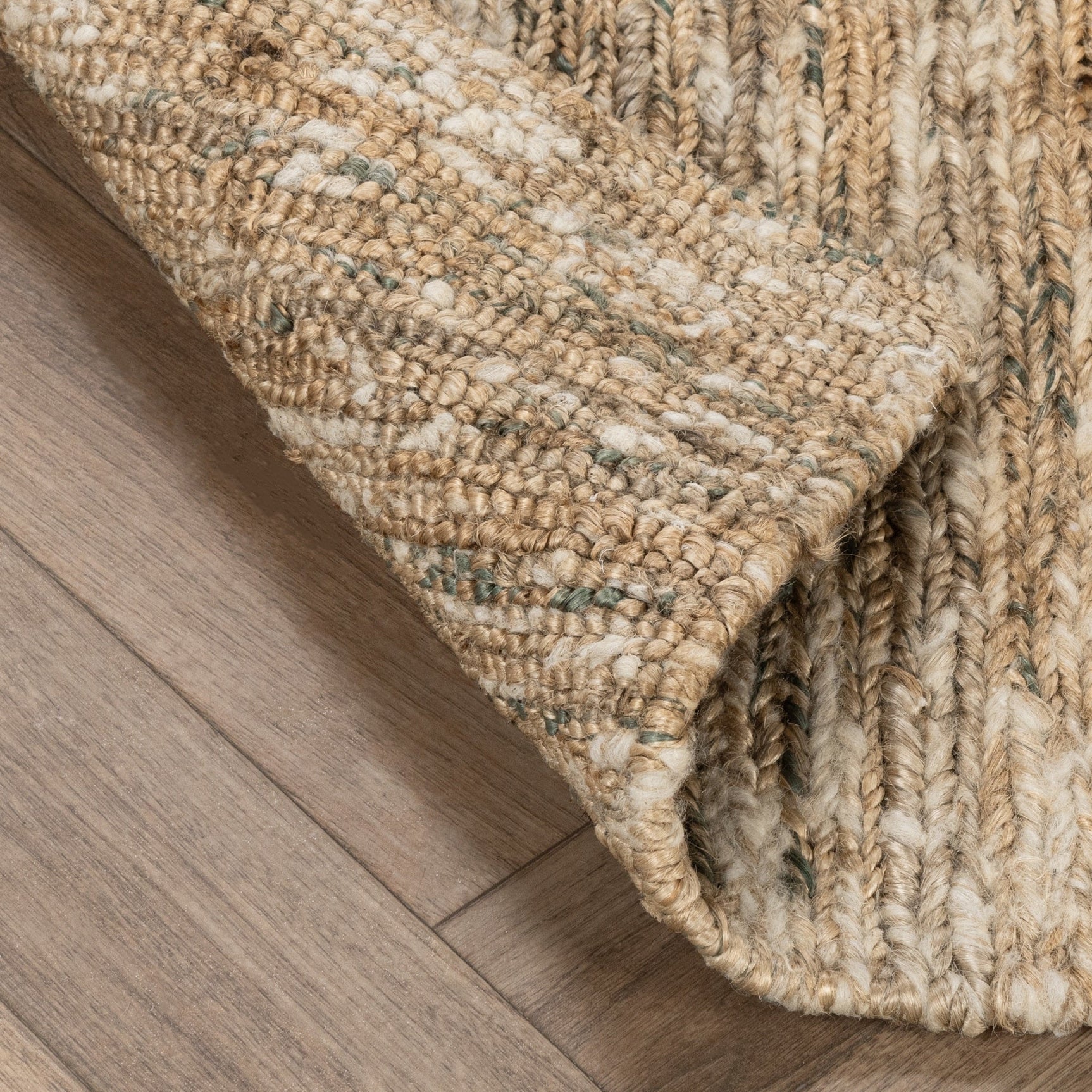 Hayward Soumak Jute Natural/Green Rug - Ornate Home