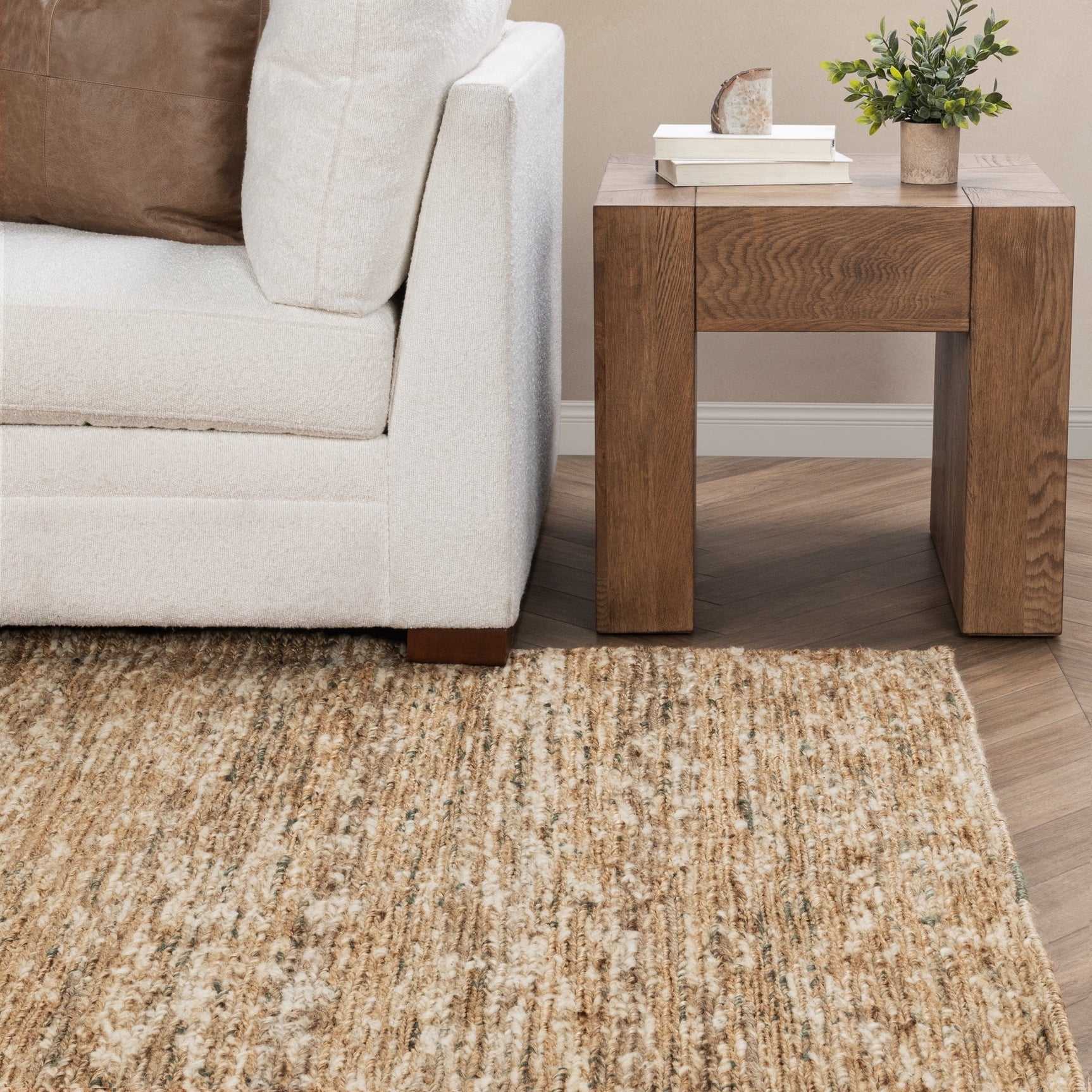 Hayward Soumak Jute Natural/Green Rug - Ornate Home