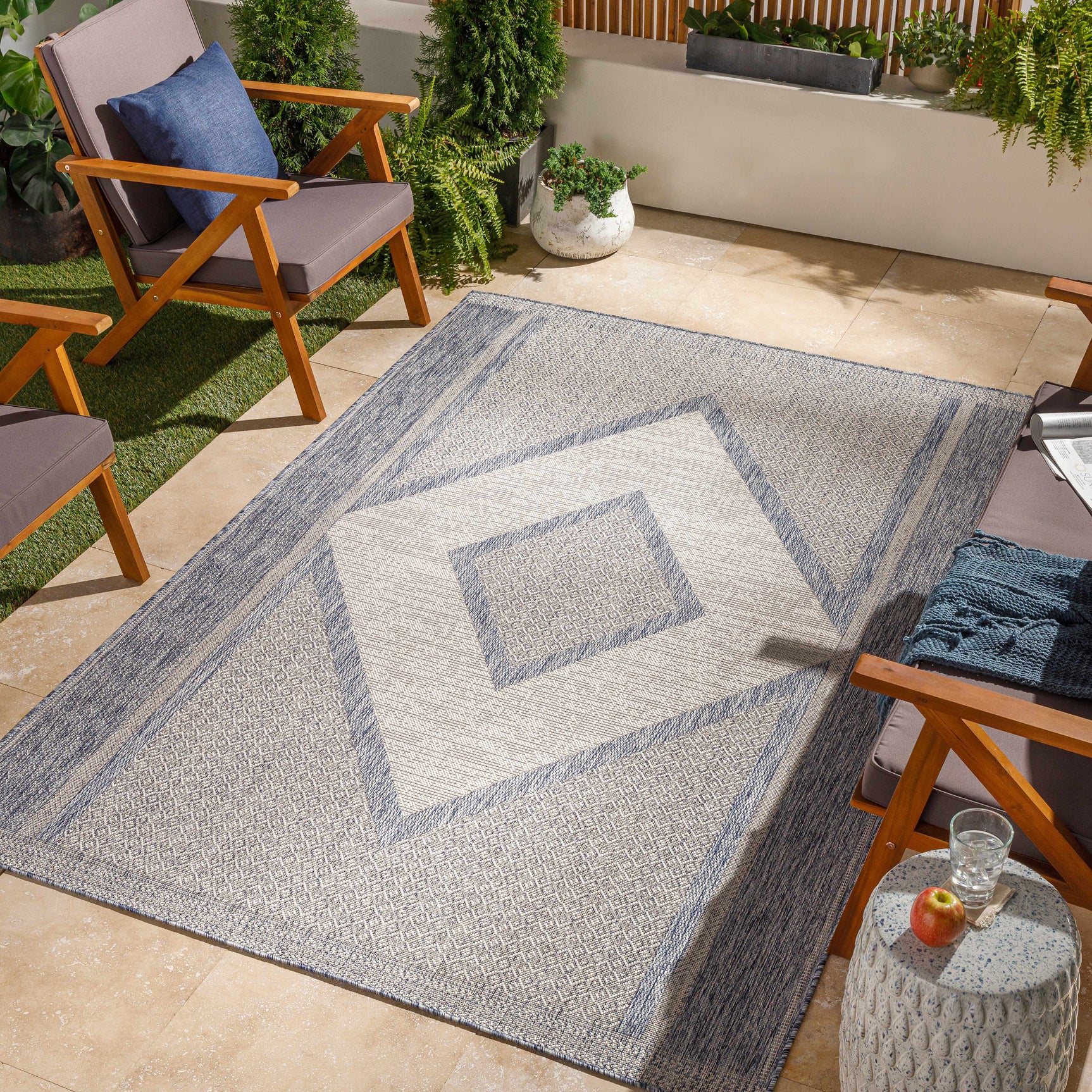 Hazar Gray Outdoor Area Rug - Clearance - Ornate Home