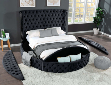 Hazel Black Tufted Velvet King Storage Bed - Ornate Home