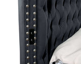 Hazel Black Tufted Velvet King Storage Bed - Ornate Home