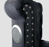 Hazel Black Tufted Velvet King Storage Bed - Ornate Home