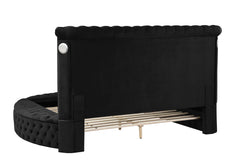 Hazel Black Tufted Velvet Queen Storage Bed - Ornate Home