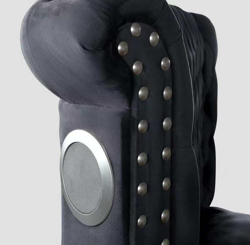 Hazel Black Tufted Velvet Queen Storage Bed - Ornate Home