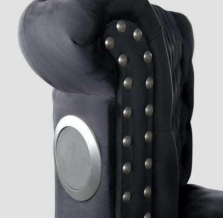 Hazel Black Tufted Velvet Queen Storage Bed - Ornate Home