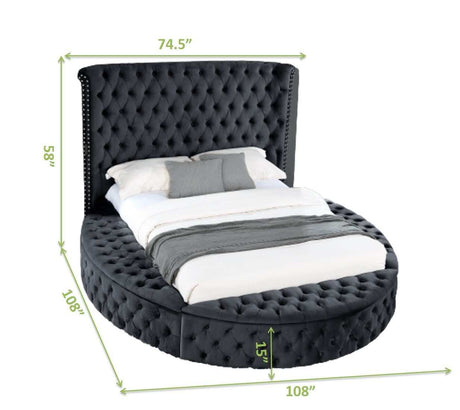 Hazel Black Tufted Velvet Queen Storage Bed - Ornate Home
