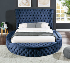 Hazel Blue Tufted Velvet King Bedroom Set / 5pc - Ornate Home