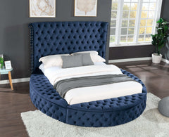 Hazel Blue Tufted Velvet King Bedroom Set / 5pc - Ornate Home