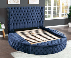 Hazel Blue Tufted Velvet King Bedroom Set / 5pc - Ornate Home