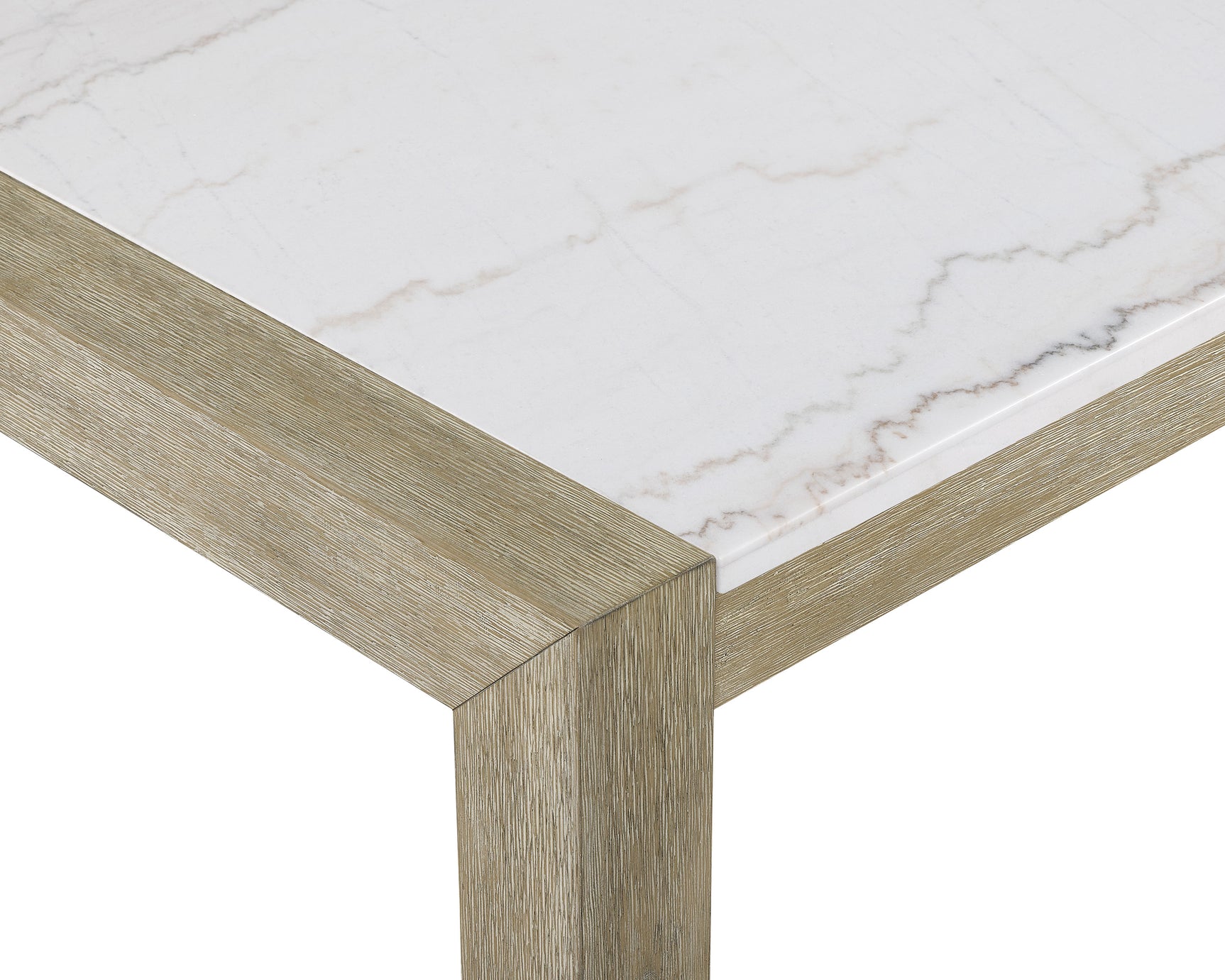 Hazel White/Natural Genuine Marble Top Dining Table - Ornate Home