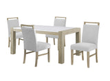 Hazel Natural/Gray Genuine Marble Top Dining Set - Ornate Home
