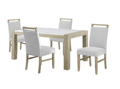Hazel Natural/Gray Genuine Marble Top Dining Set - Ornate Home