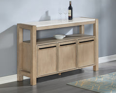 Hazel Weathered Oak/White Genuine Marble Sideboard - Ornate Home