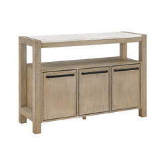 Hazel Weathered Oak/White Genuine Marble Sideboard - Ornate Home
