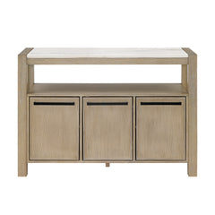 Hazel Weathered Oak/White Genuine Marble Sideboard - Ornate Home