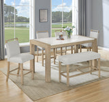 Hazel Weathered Oak/Neutral Counter Height Bench - Ornate Home