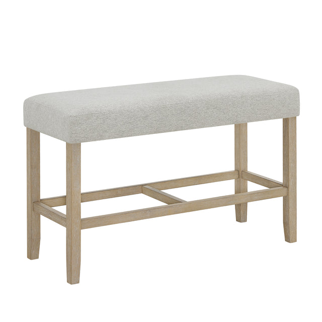 Hazel Weathered Oak/Neutral Counter Height Bench - Ornate Home