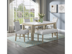 Hazel White/Natural Genuine Marble Top Dining Table - Ornate Home