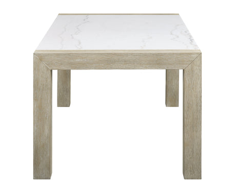 Hazel White/Natural Genuine Marble Top Dining Table - Ornate Home