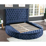 Hazel Blue Tufted Velvet Queen Storage Bed - Ornate Home