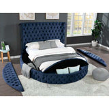 Hazel Blue Tufted Velvet Queen Storage Bed - Ornate Home