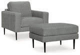 Hazela Charcoal Chair and Ottoman (Online Special Price) - Ornate Home