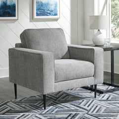 Hazela Charcoal Chair and Ottoman - Ornate Home