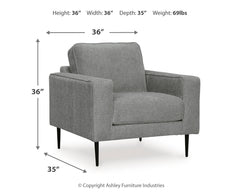 Hazela Charcoal Chair and Ottoman - Ornate Home