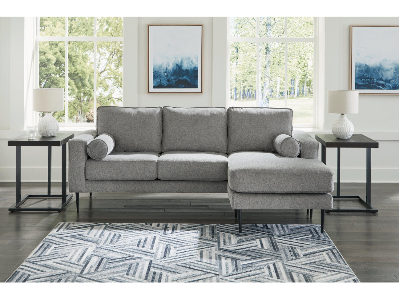 Hazela Charcoal Sectional Sofa - Ornate Home