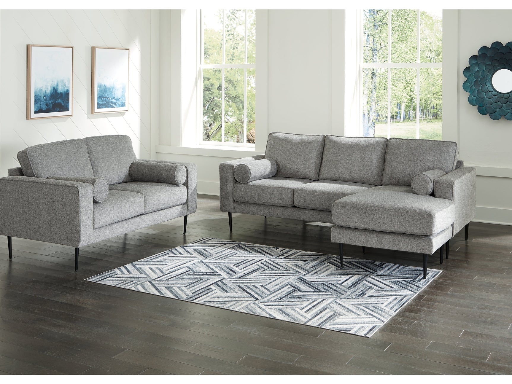 Hazela Charcoal Sofa Chaise and Loveseat - Ornate Home