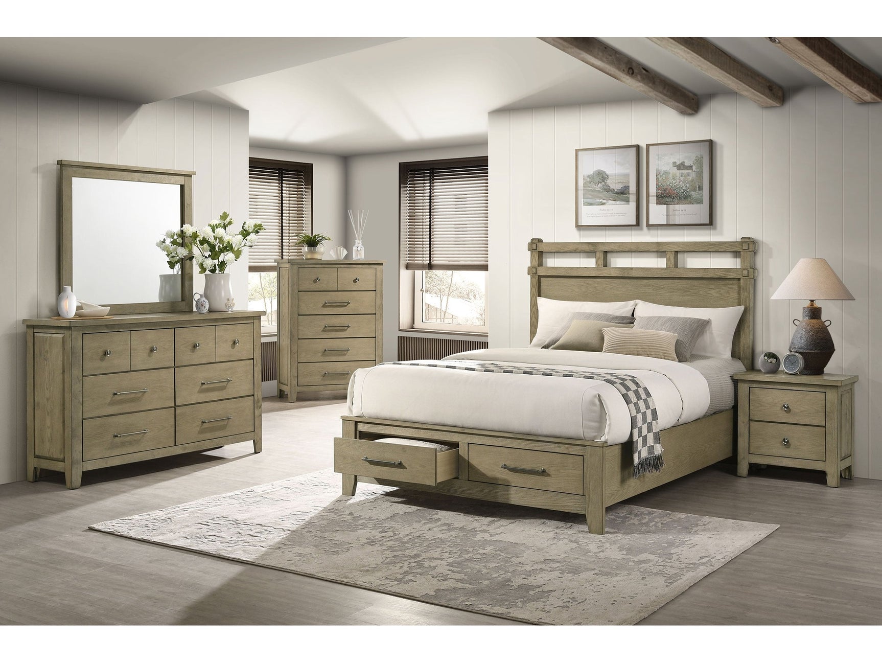 Hazlewood Vineyard Oak 5-piece Eastern King Bedroom Set - Ornate Home