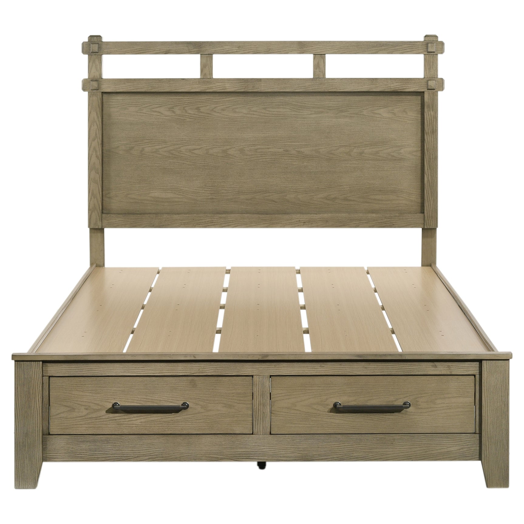 Hazlewood Vineyard Oak 59-inch Queen Panel Storage Bed - Ornate Home