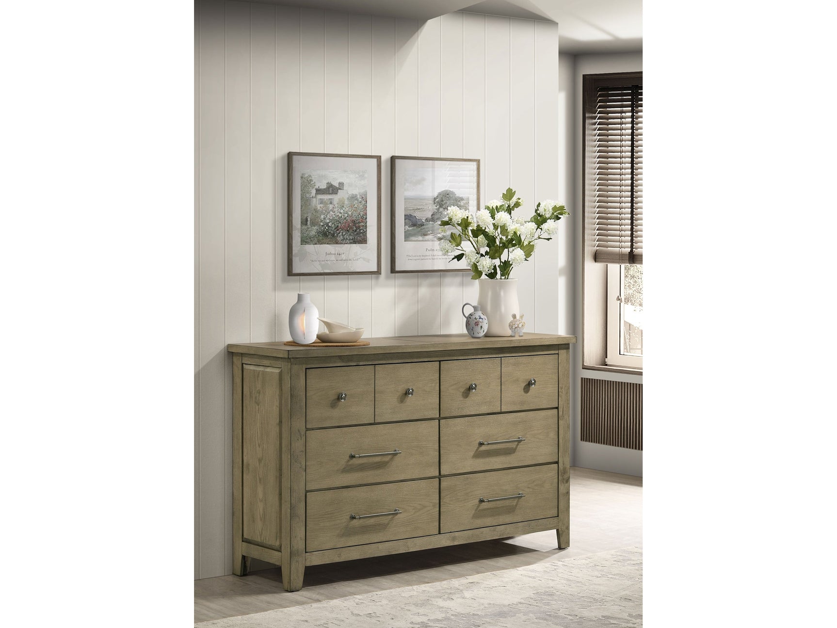 Hazlewood Vineyard Oak 6-drawer Bedroom Dresser Cabinet - Ornate Home
